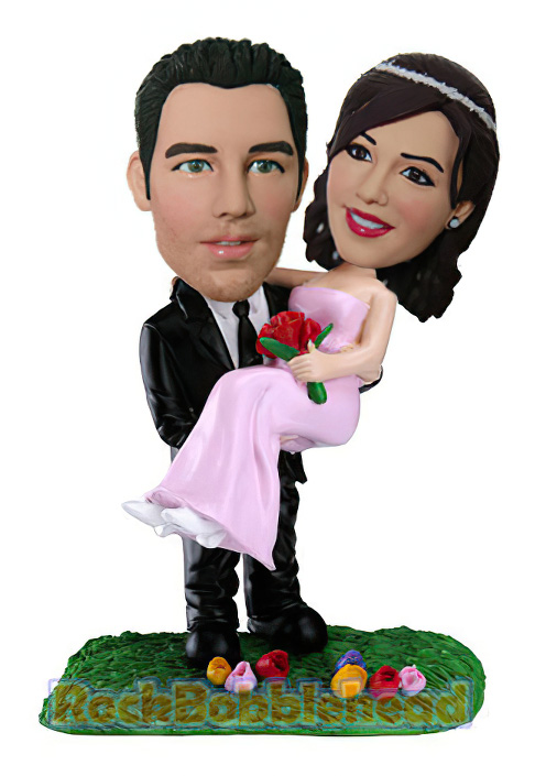 Groom Carries Bride Custom Bobblehead 2