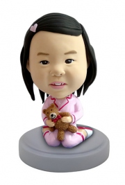 Baby Girl With Teddy Bear Bobblehead